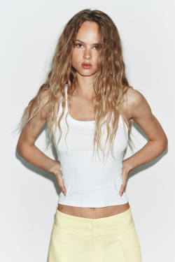 ZARA БРЮКИ BALLOON С ЗАЩИПАМИ, СВЕТЛО-ЖЕЛТЫЙ