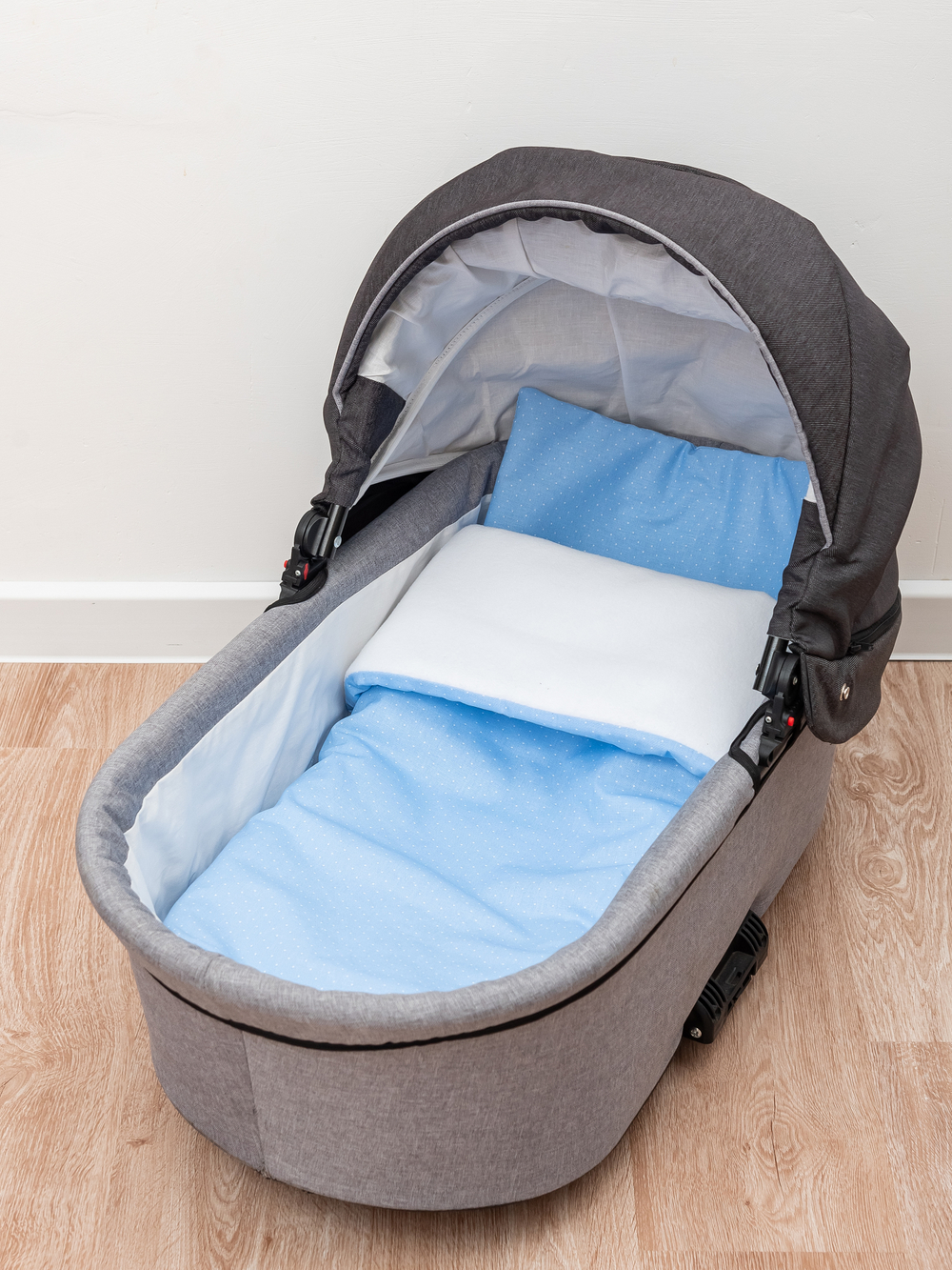 Комплект в коляску с флисом Голубой горох