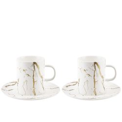 Набор: 2 чашки v=220 мл и 2 блюдца "Белый мрамор" (подарочная упаковка)