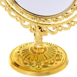 Зеркало настольное в пластиковой оправе «Версаль - Круг», цвет золото, двухстороннее, 24см.