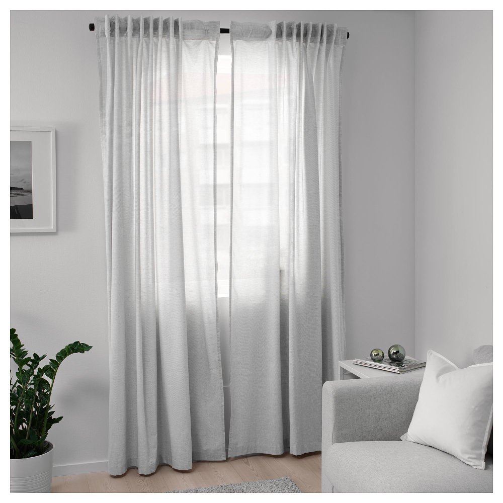 Комплект штор IKEA HANNALILL (ХАННАЛИЛЛ), Серый, 145x250 см, 2 шт