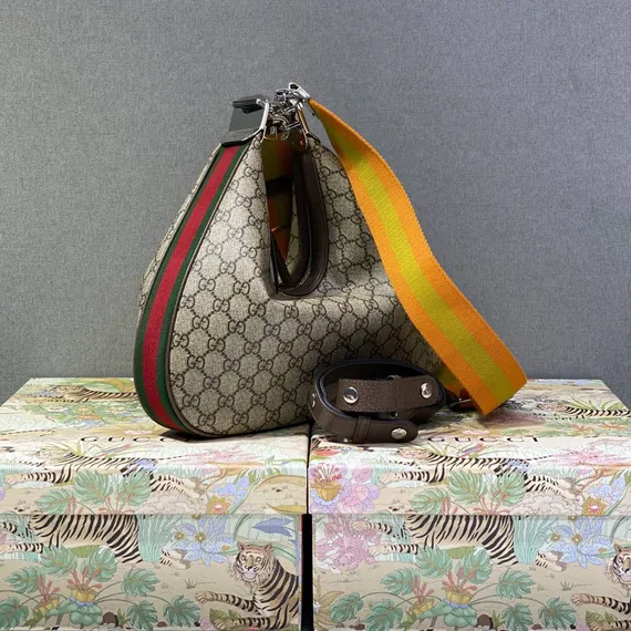Большая сумка через плечо Gucci Attache бежевый
