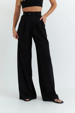 Брюки палаццо черного цвета