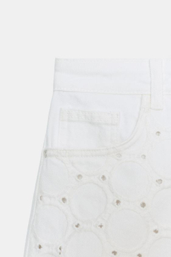ZARA ШОРТЫ Z1975 СО СРЕДНЕЙ ПОСАДКОЙ И ПЕРФОРИРОВАННОЙ ВЫШИВКОЙ, ЦВЕТ ВЫБЕЛЕННОГО ЛЬНА