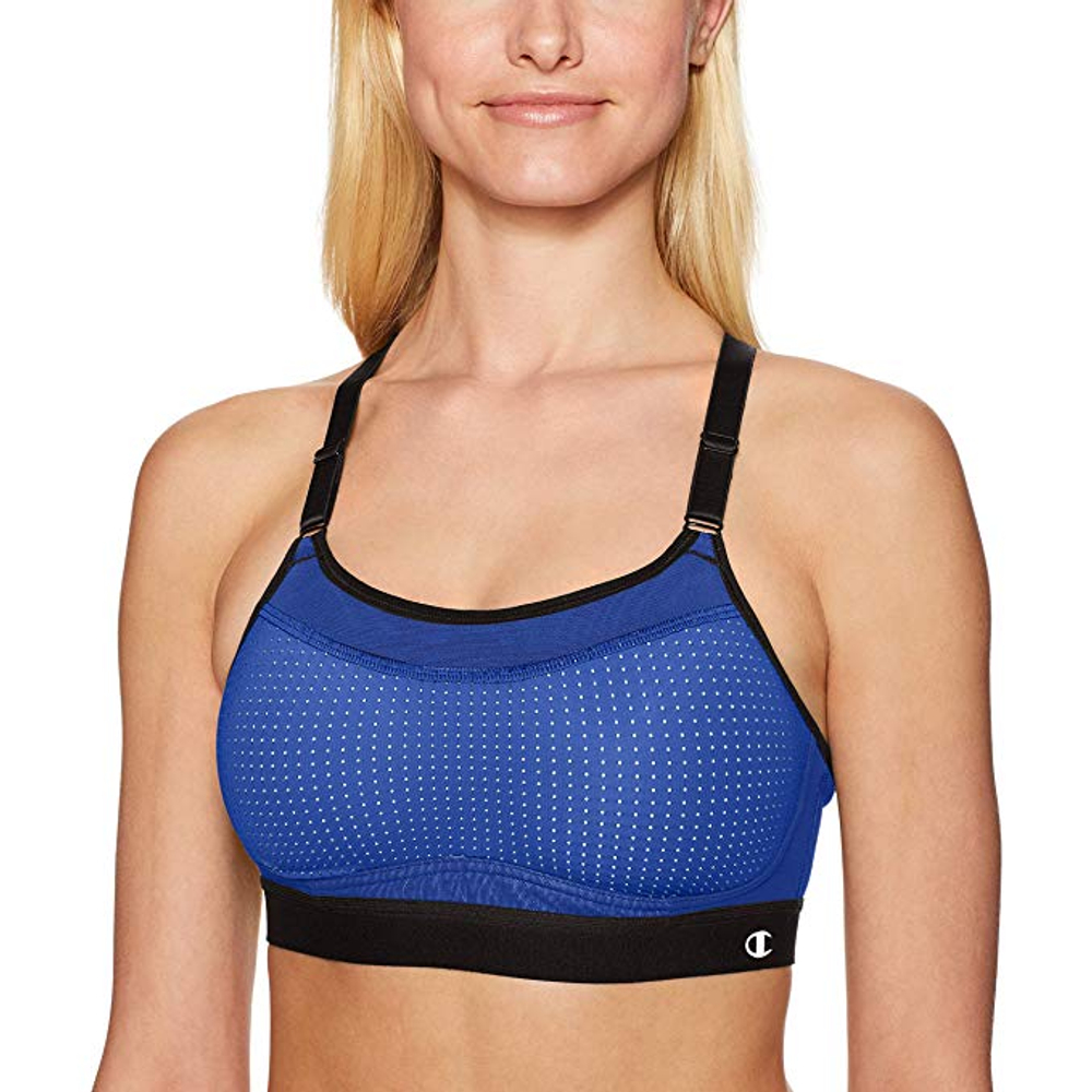 Удобный бюстгальтер-топ для занятий спортом (Размер: M) (Цвет: синий с черным)