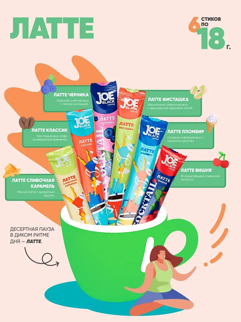 Кофе 3 в 1 в пакетах растворимый набор 10 вкусов