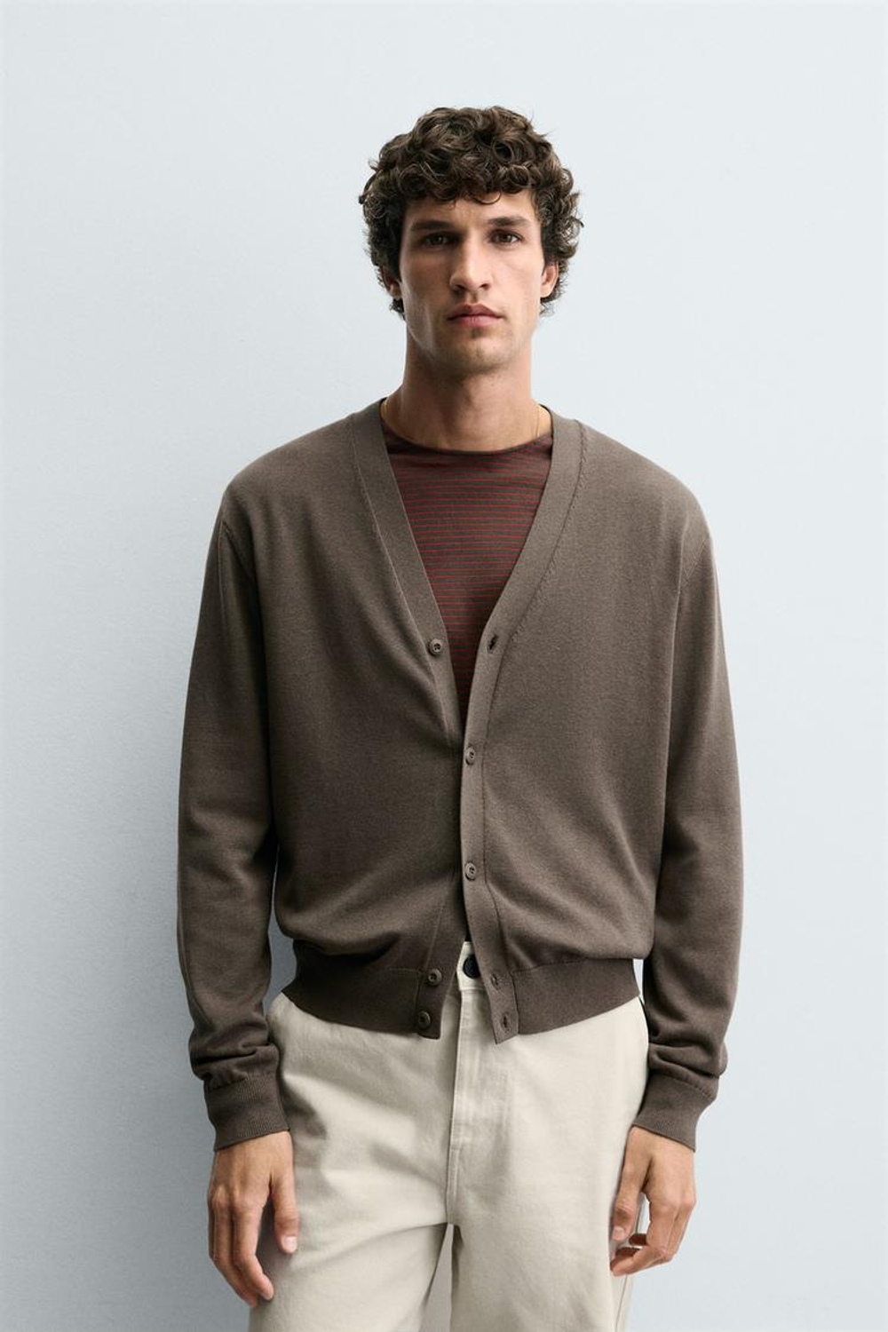 ZARA ЛЕГКИЙ КАРДИГАН, СЕРО-КОРИЧНЕВЫЙ