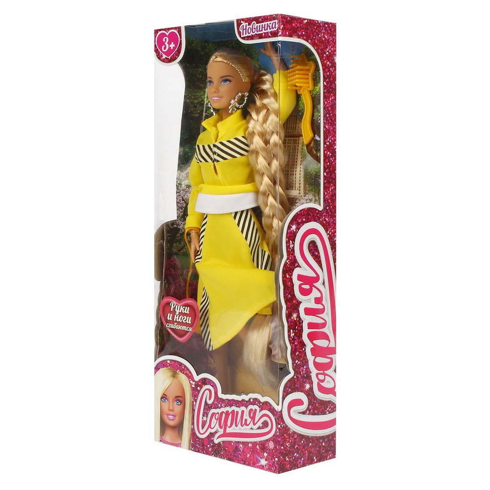 Кукла тип модель София 29 см руки и ноги сгиб, длинная коса, аксесс, коробка 66001-C21-S-BB (Карапуз)