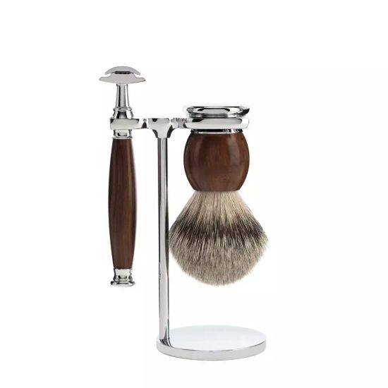 Бритвенный набор MUEHLE SOPHIST, железное дерево, барсучий ворс высшей категории Silvertip, Т-образная бритва