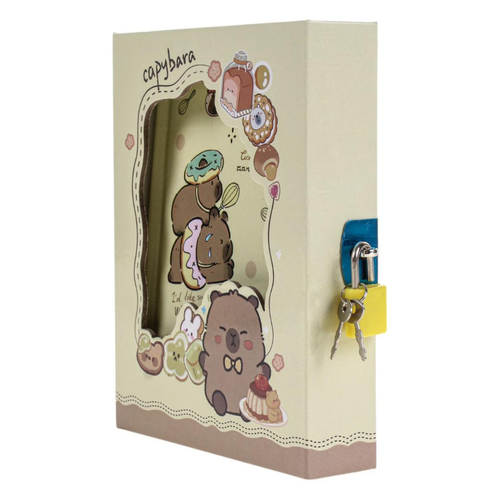 Блокнот "Капибара" в коробке с замком с вырубкой,11,5*14,5 см,48 л.