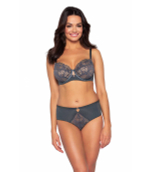 Стильный бюстгальтер на косточках plus size с кружевом (Размер: 75L) (Цвет: серый)