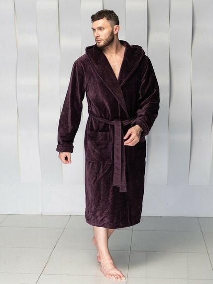 Халат мужской CODY с капюшоном Бордовый "Polens"