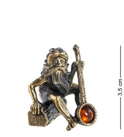 Народные промыслы AM- 977 Фигурка «Дед Банщик» (латунь, янтарь)