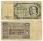 Банкнота Польша 20 злотых 1948 год EW 9432631. F-VF