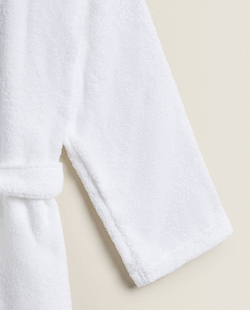 ZARA HOME ХАЛАТ ИЗ ХЛОПКА С КАПЮШОНОМ, БЕЛЫЙ