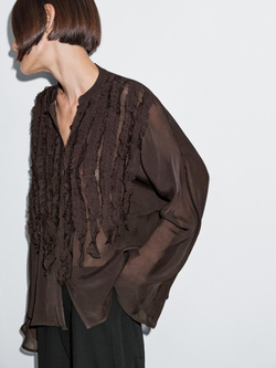 Massimo Dutti Рубашка с воланами, баклажанный