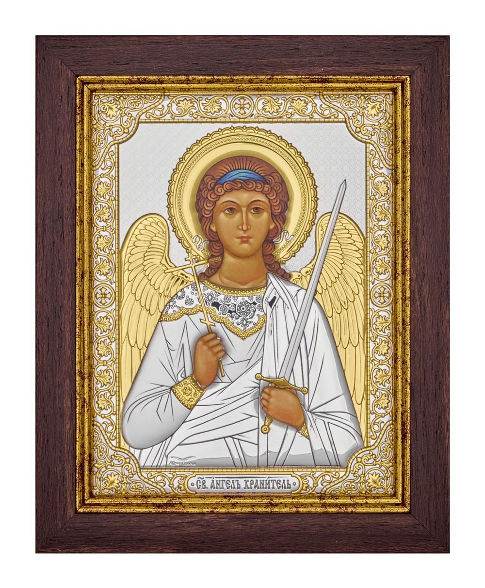Ангел Хранитель, икона прямоугольная в рамке под стеклом, красное дерево 232х280