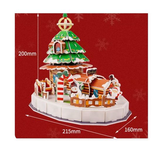 Новогодний 3D пазл "Дед мороз с оленями", 33 детали