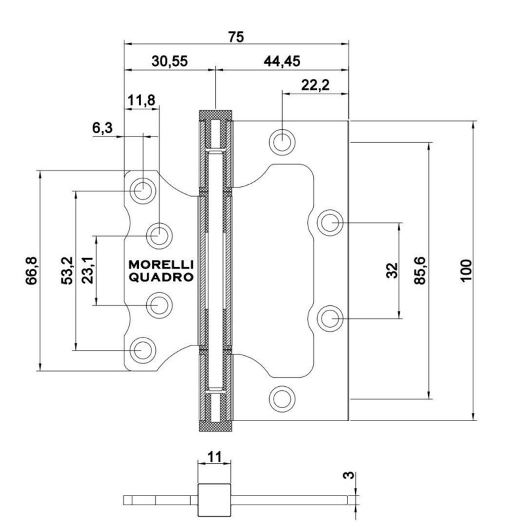 Петля накладная Morelli QUADRO-1 BL для квадрат. оси, черная