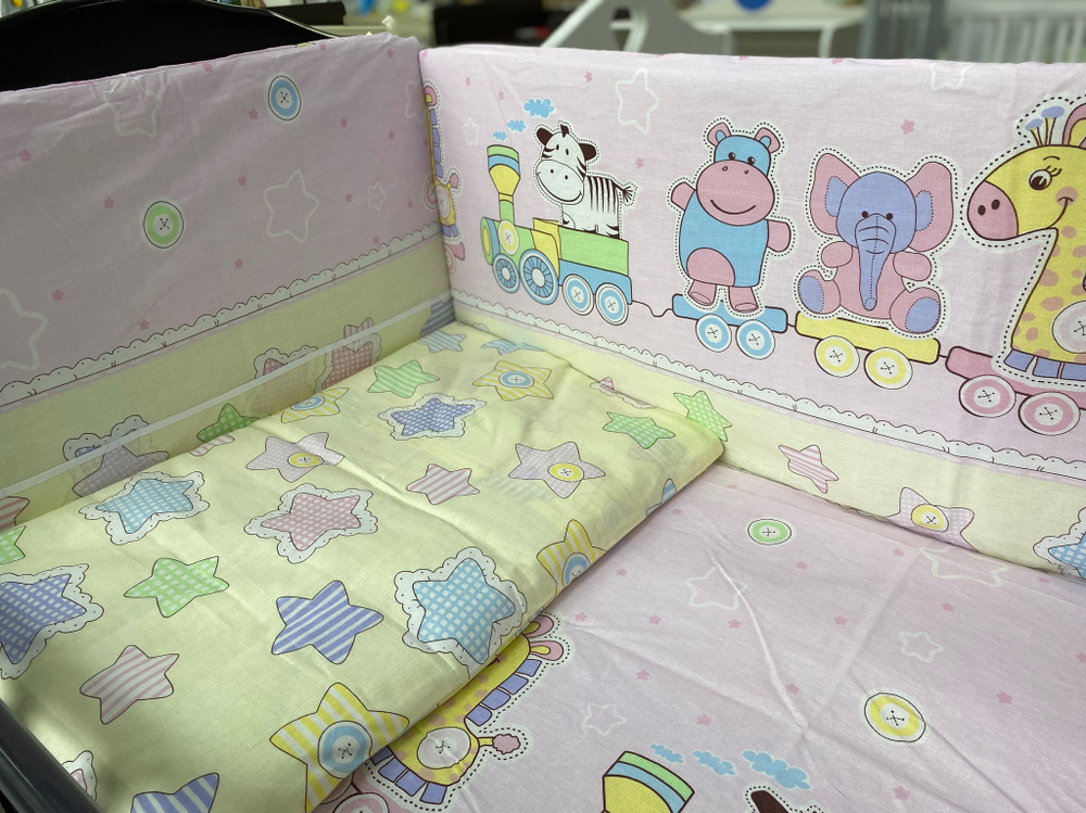 Комплект в кроватку 6-ти предметный "Паровозик звездочка желтый"