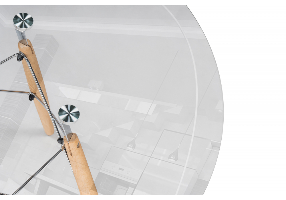 Стол стеклянный Woodville PT-151 80х80х76 clear glass, wood