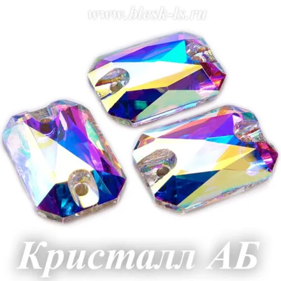 Пришивной прямоугольник Solvo с 2 отверстиями, Кристалл АБ