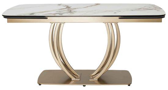 Стол MALTA-160 Контрастный мрамор матовый / каркас цвета шампань