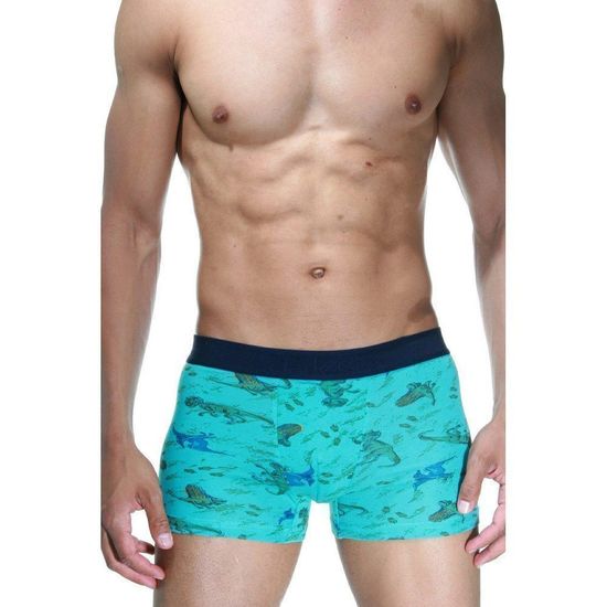 Набор мужских трусов боксеров 2в1 (темно-синие, бирюзовые с принтом) DARKZONE DZN8038