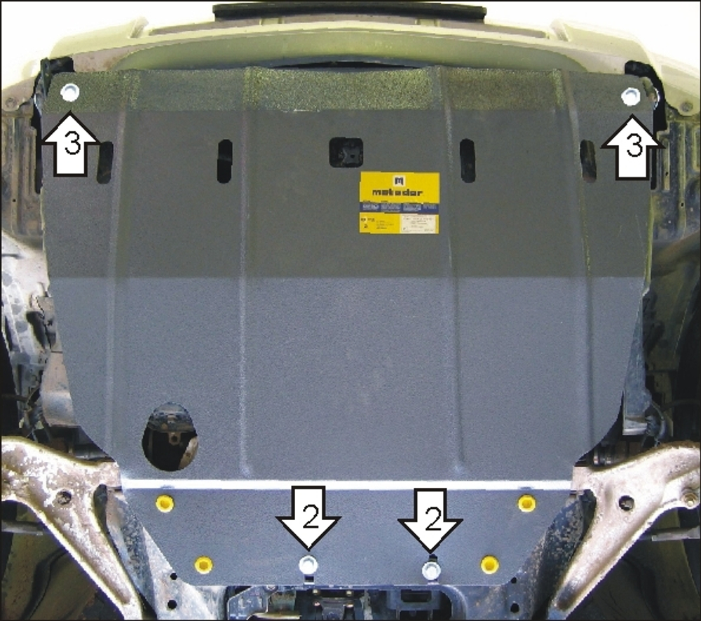 Защита картера Двигателя, КПП. 2 мм, Сталь. для Nissan X-Trail 2001-2007 MOTODOR.01402