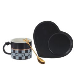 GAEM Кружка с блюдцем и ложкой, 220 мл, L16 W14 H7,5 см, 4в.