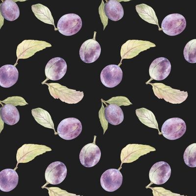 Летние сливы (на черном) / Summer plums (on black)