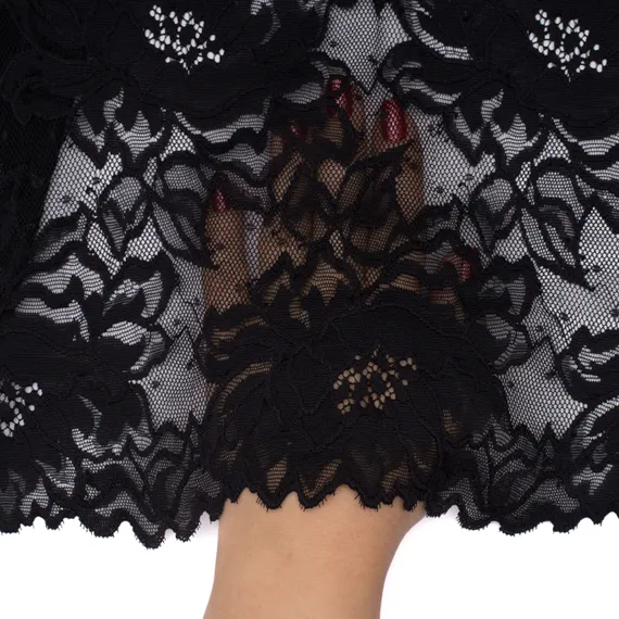 Кружево эластичное черное 22 см, букет