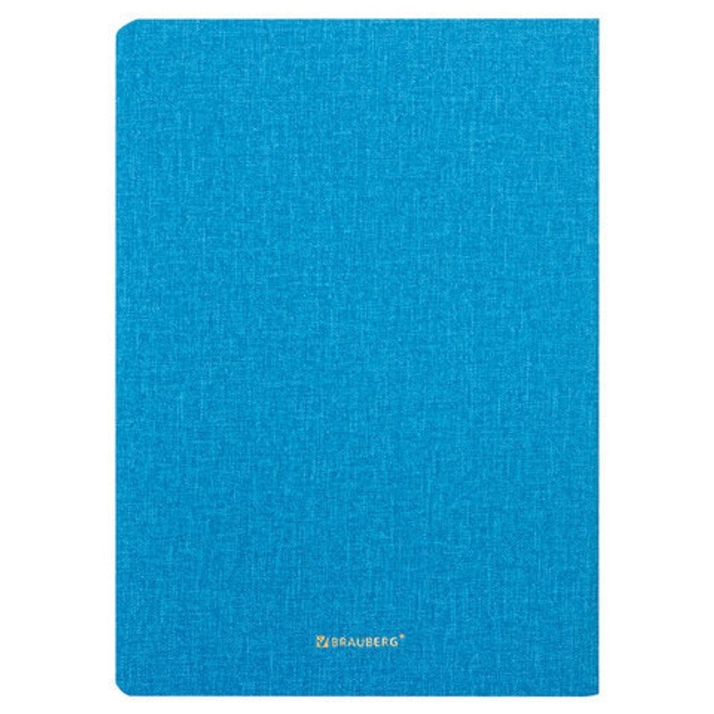 Тетрадь 60 л. в точку обложка кожзам под рогожку, сшивка, B5 (179х250мм), ГОЛУБОЙ, BRAUBERG BRIGHT, 403849