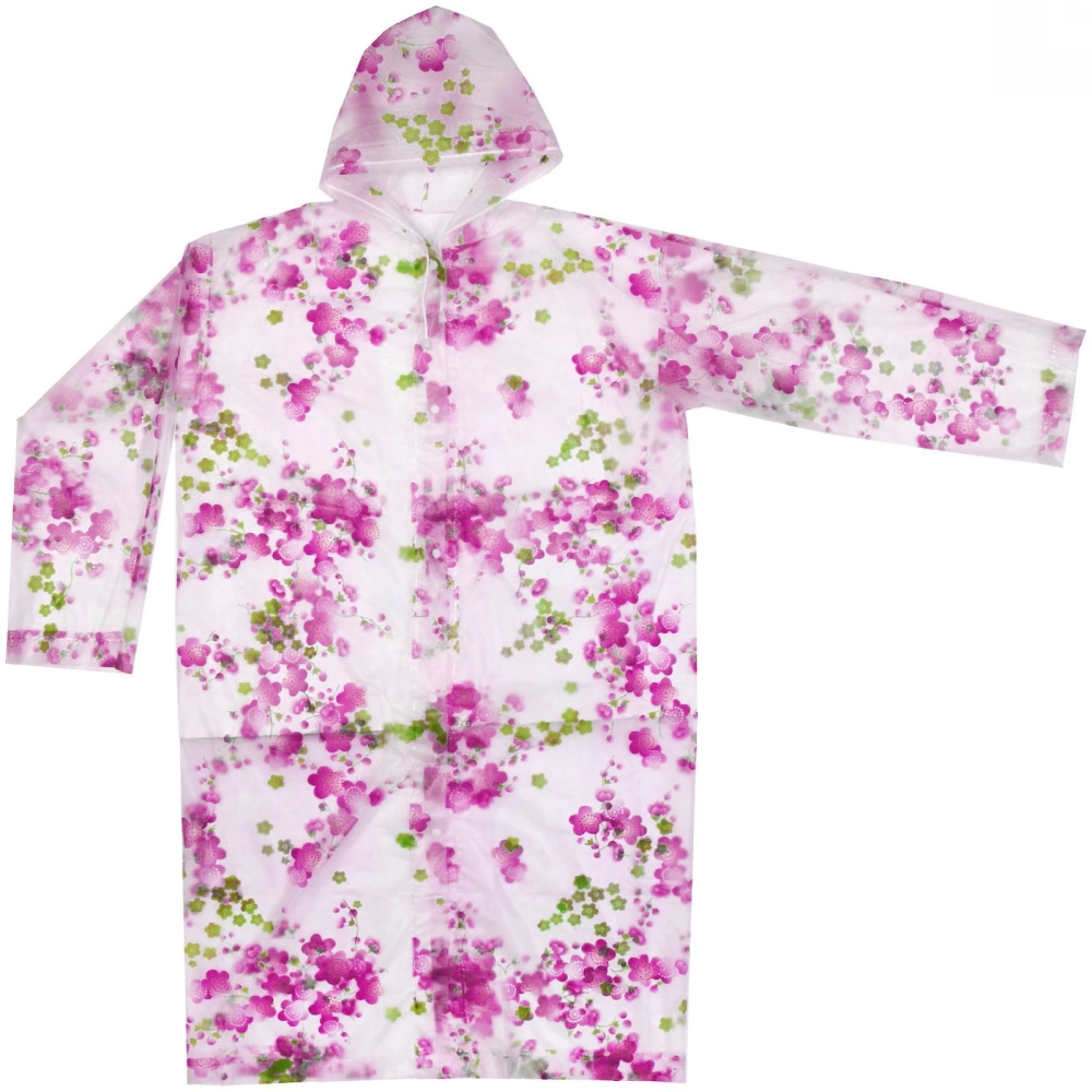 Дождевик-плащ 100 Мкрн 110*65см «Цветы» с капюшоном и завязками, на кнопках, матовый ДоброСад