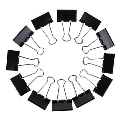 Зажимы для бумаг 32мм, 12 шт, черные, картонная коробка