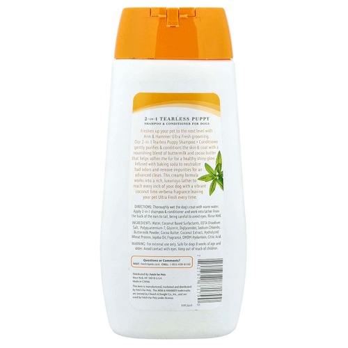 Arm & Hammer, Ultra Fresh, шампунь и кондиционер для щенков 2 в 1, для собак, с кокосом и лаймом и вербеной, 473 мл (16 жидк. унц.)