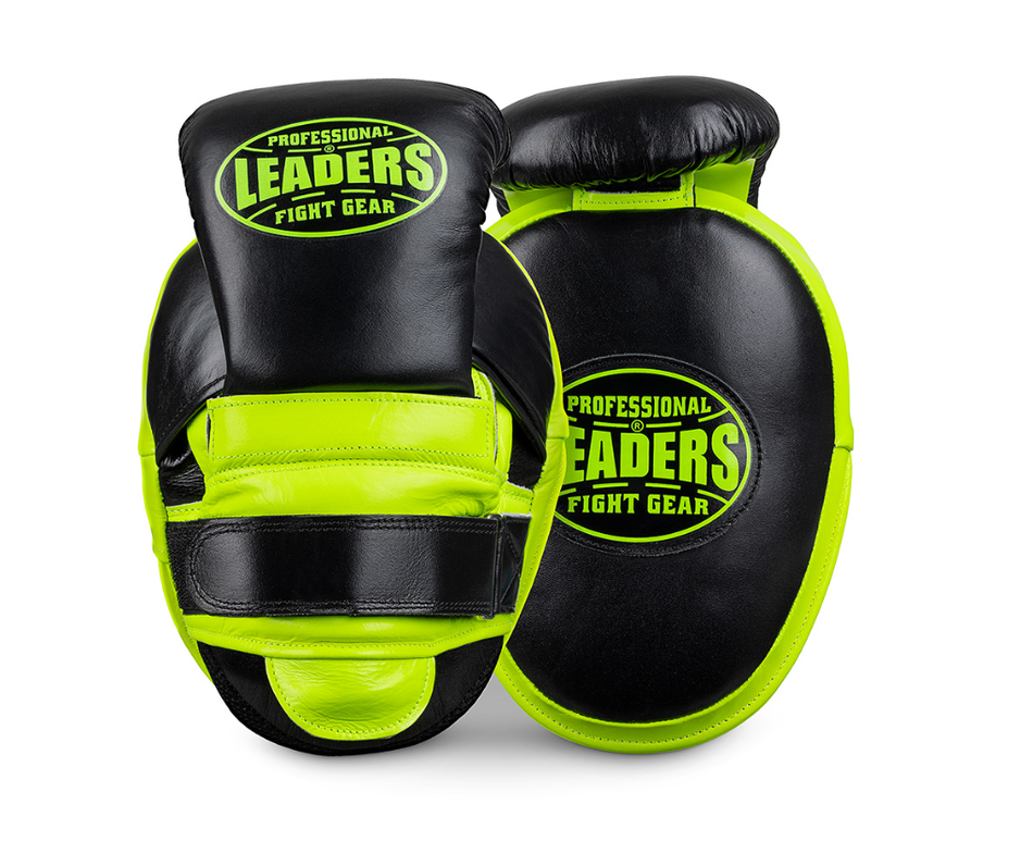 Лапы тренерские LEADERS DUAL BK/GN (ONE, кожа, черный/зеленый)