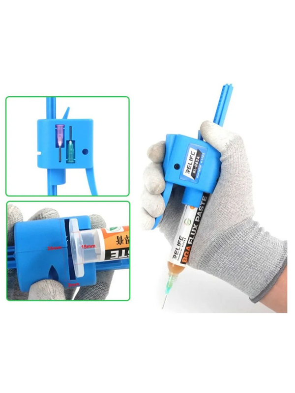 Дозатор (диспенсер) Relife RL-062A для шприцевого масла 10CC, паяльной пасты, масла для паяльной маски с УФ-излучением, структурного клея и тд. (Ручной клеевой пистолет)