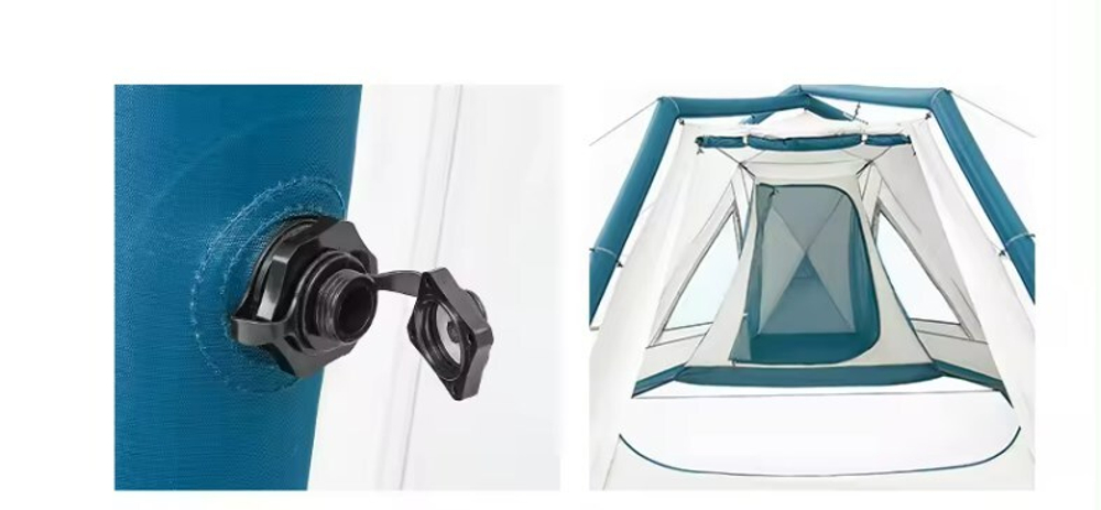 Палатка Naturehike Lingfeng Air 7.3 2-местная, быстросборная, надувной каркас, бело-голубая