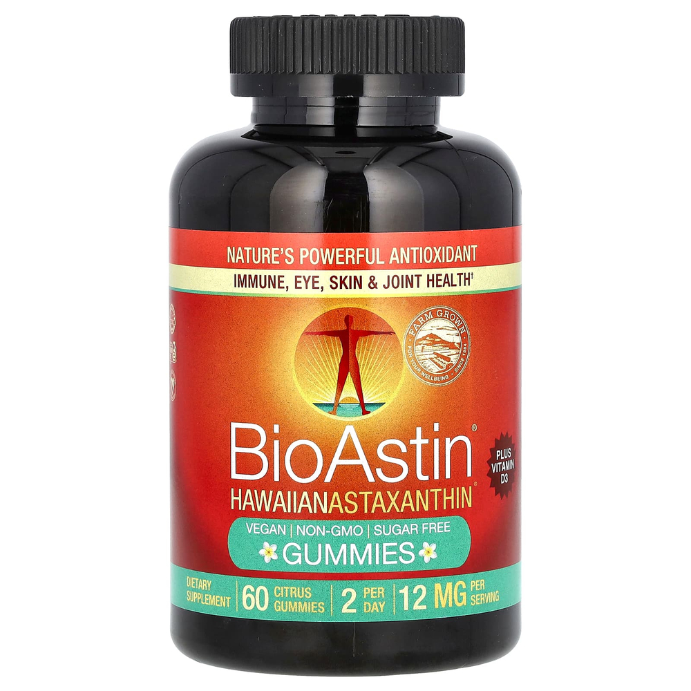 Nutrex Hawaii, BioAstin®, гавайский астаксантин в жевательных таблетках, с цитрусовым вкусом, 60 жевательных таблеток