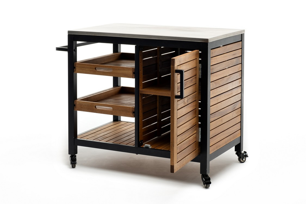 Стол сервировочный Joygarden НОРД столешница нержавеющая сталь, темный графит, коричневый