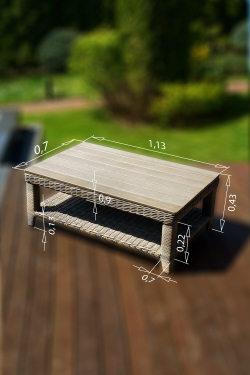 Кофейный столик из искусственного ротанга ВЕНЕЦИЯ (коричневый/серый)