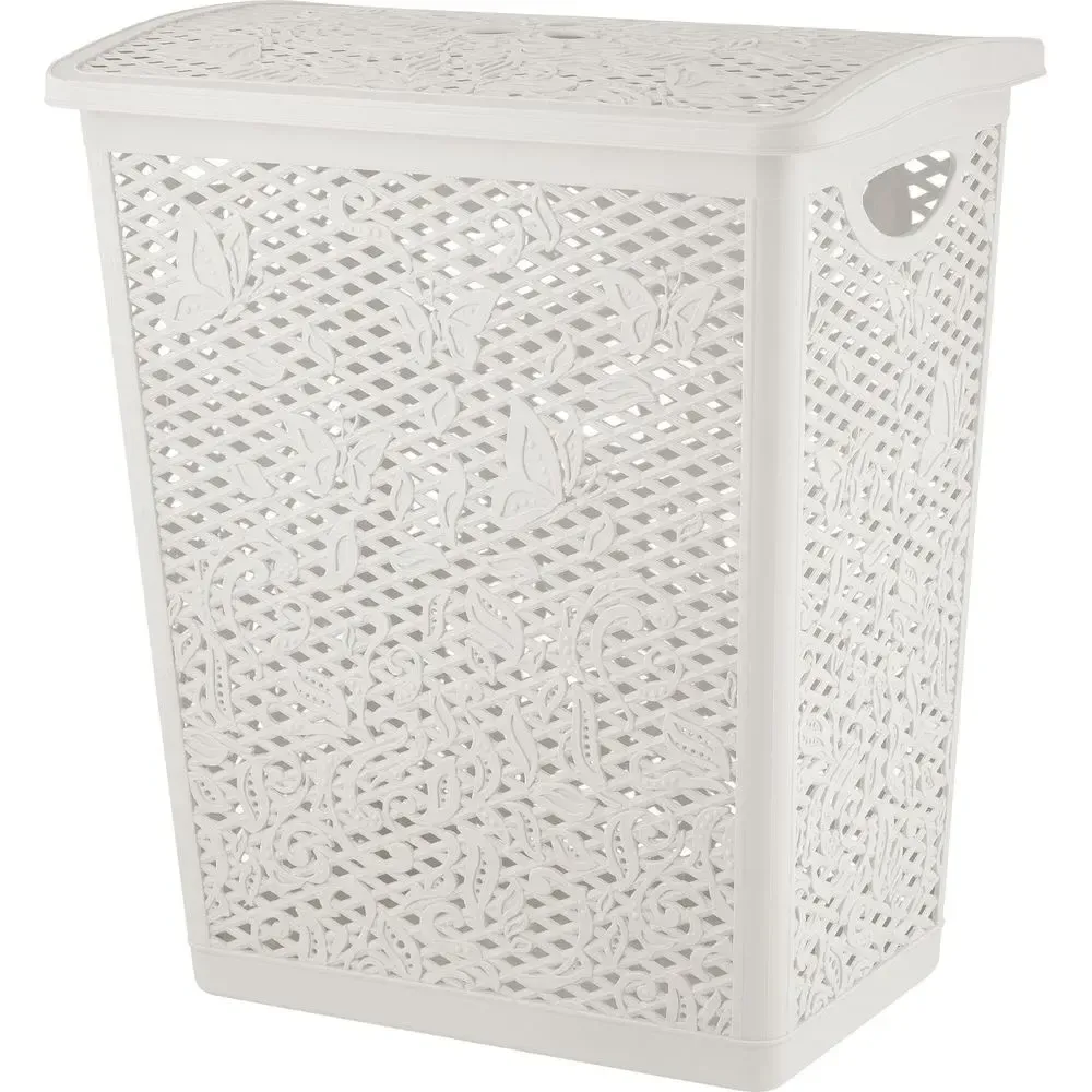 Корзина для белья Keeplex Fiori со съемной крышкой 35л 40,3х47см белое облако Корзина для белья Keeplex Fiori со съемной крышкой 35л 40,3х47см белое облако
