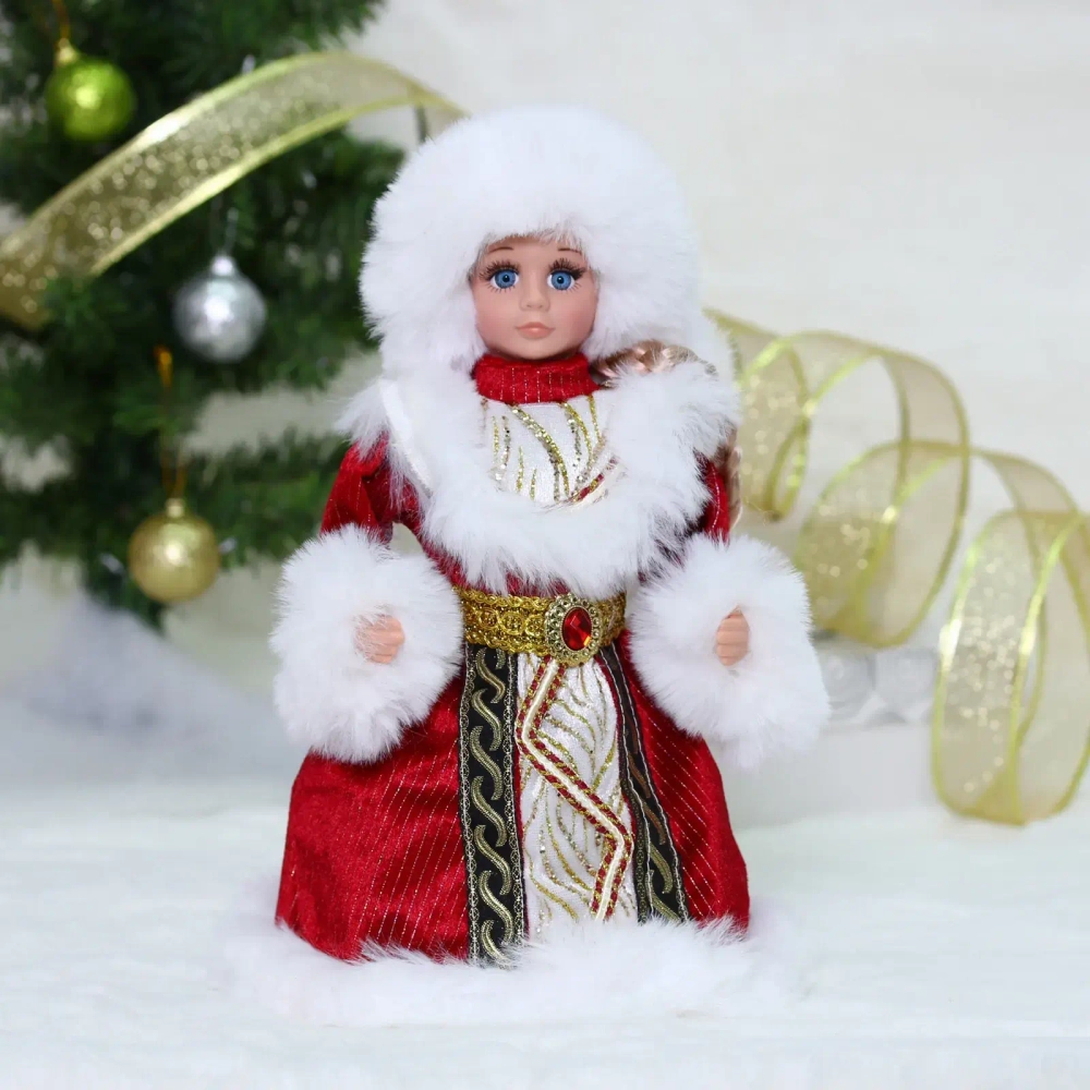 Снегурочка музыкальная «Сказка» в красной шубке 30 см