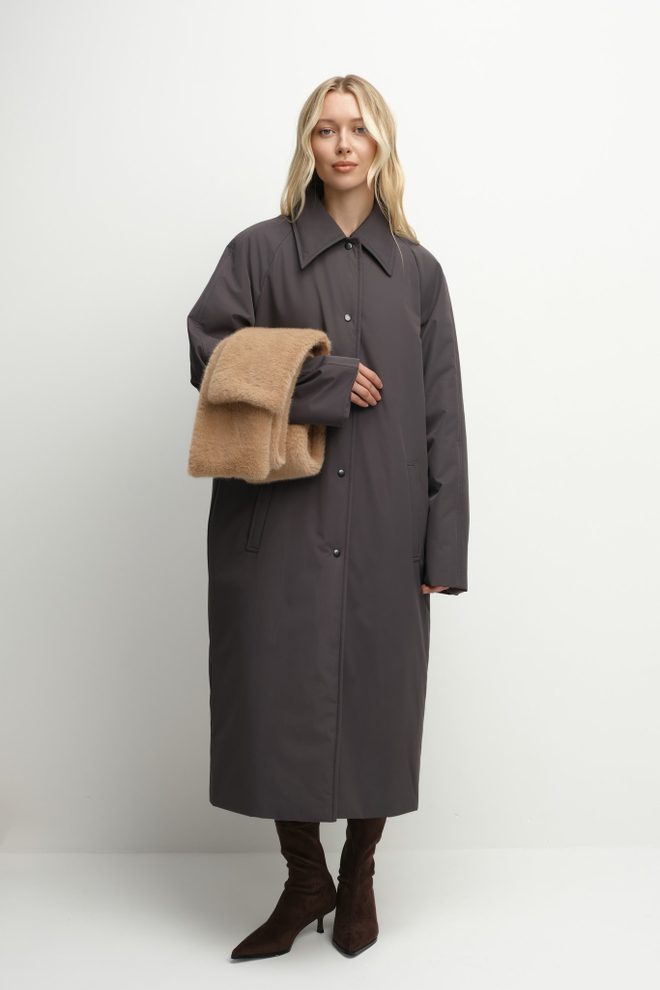 Тренч однобортный утепленный