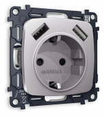 Розетка с заземлением и 2хUSB type A, без рамки Ambrella Volt Quant MO509010