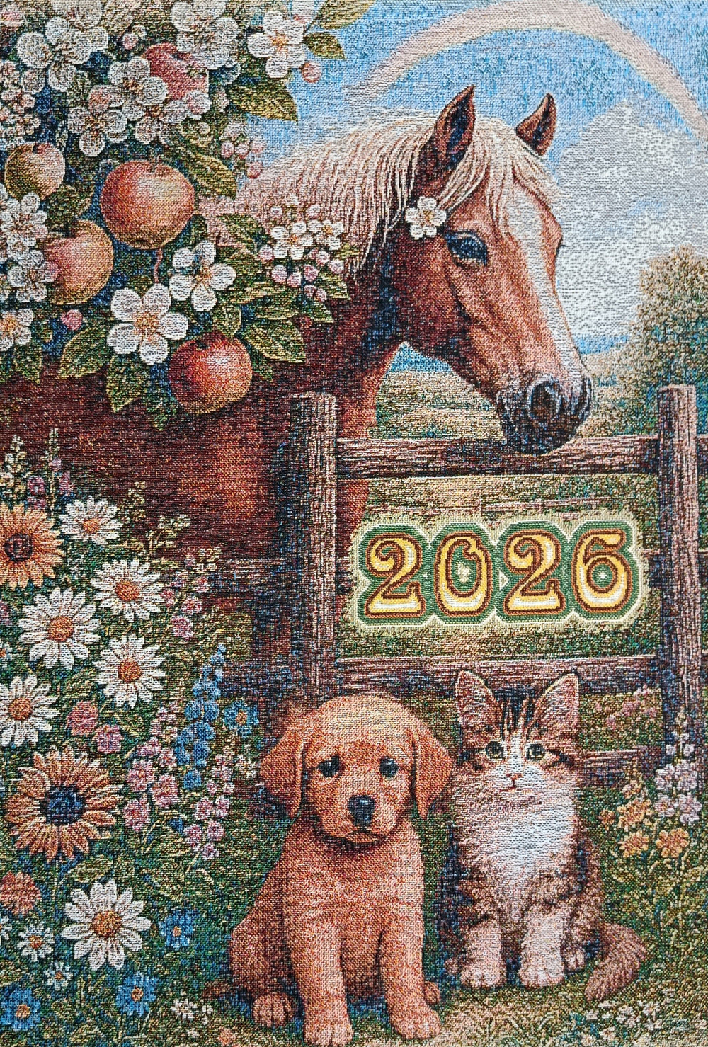 Календарь из гобелена на 2026 год В саду 38х76