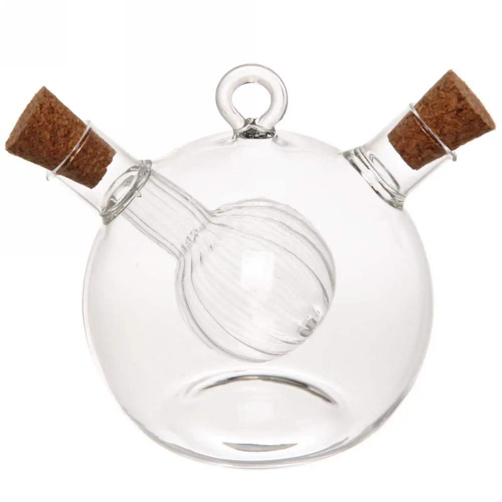 Бутылка стеклянная для специй 350мл «Хай-Тек» с пробковой крышкой, шар ребристый