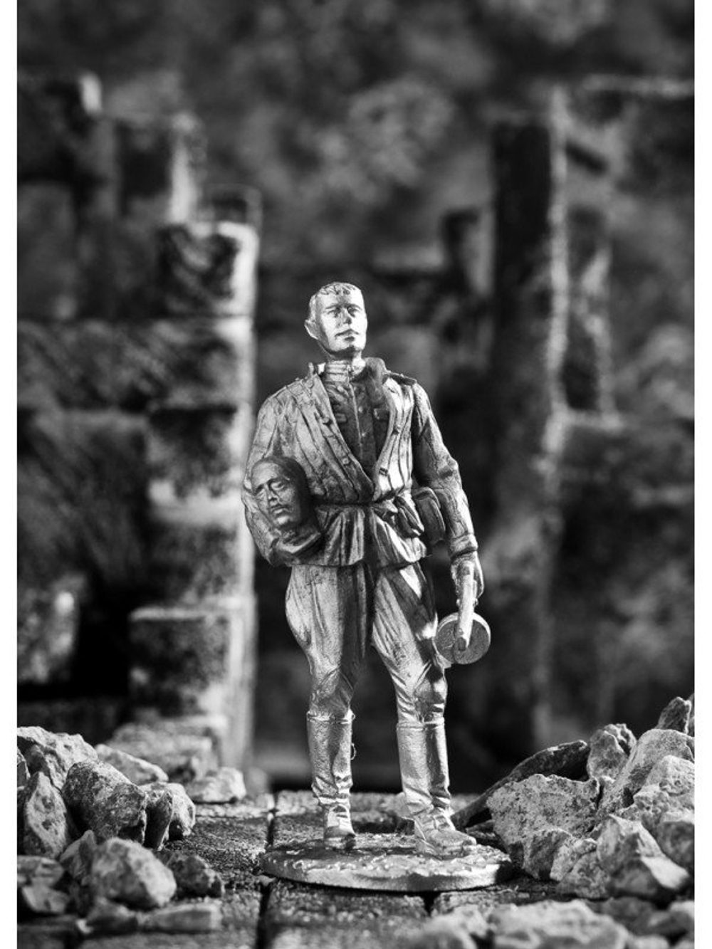 Оловянный солдатик Автоматчик с бюстом, 1945 г.