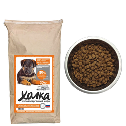 Полнорационный гипоаллергенный сухой корм "Холка" для щенков собак средних и крупных пород 20 кг.